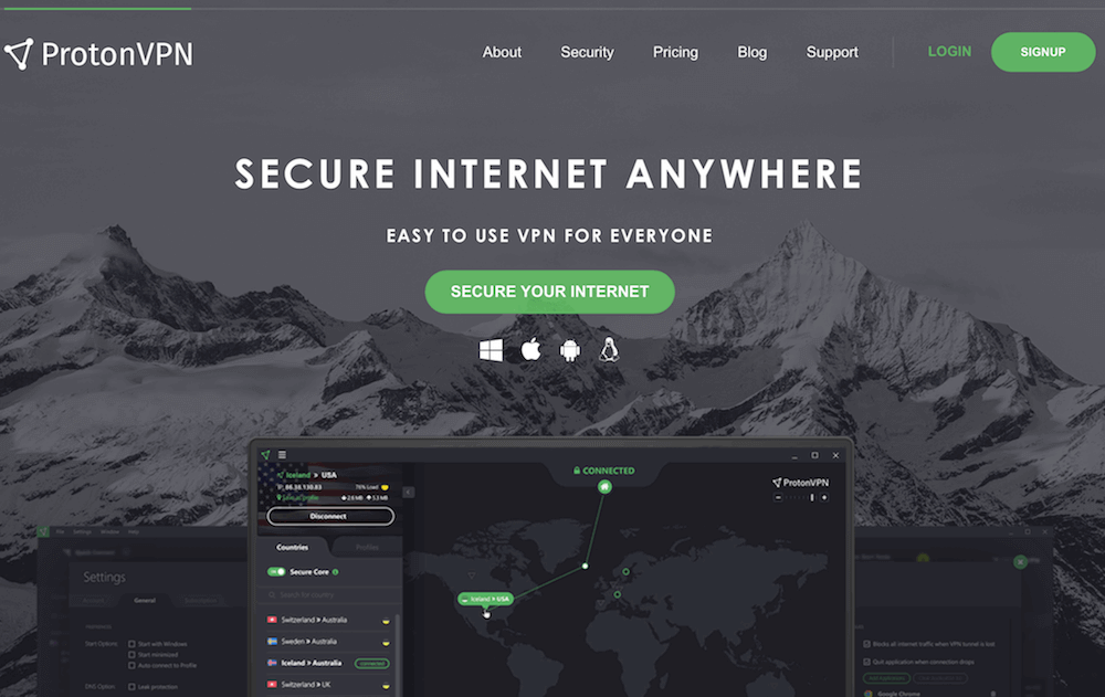 protonvpn countries