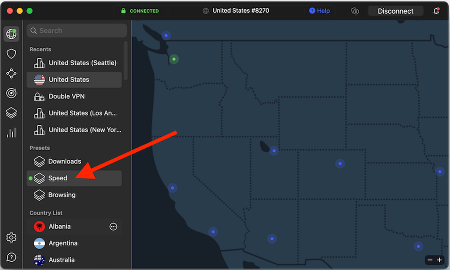 NordVPN app test servers